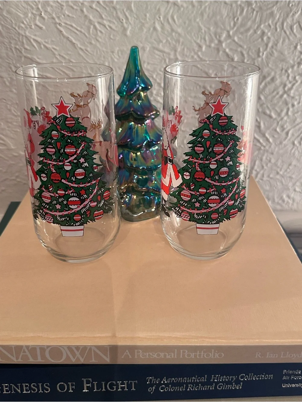 Vintage Christmas Glass Tumblers Set of 2